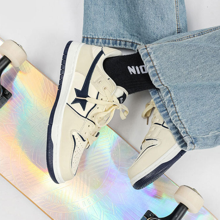 Beige & Navy Shooting Star Sneakers