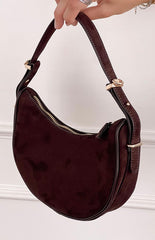 Billini Halo Chocolate Suede Shoulder Bag