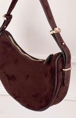 Billini Halo Chocolate Suede Shoulder Bag