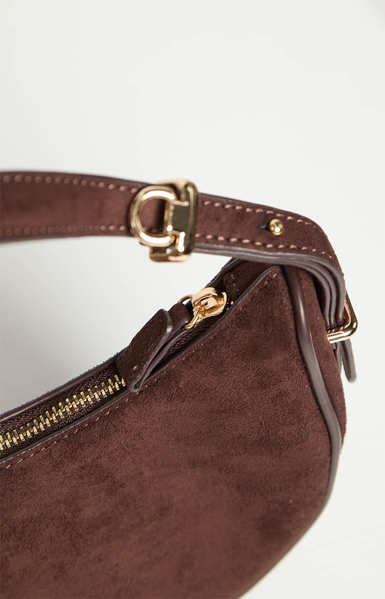 Billini Halo Chocolate Suede Shoulder Bag