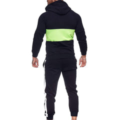 Men Fall Color Block 2 Pieces Sweatsuits