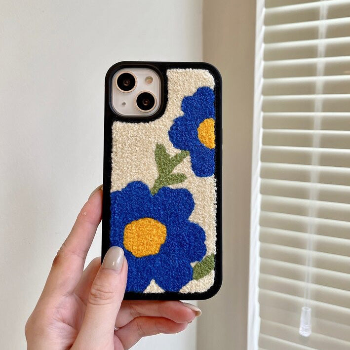 Blue Flower Teddy iPhone Case