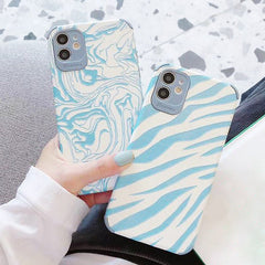 Blue Zebra Print iPhone Case