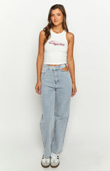 Blue Blaze Mid Wash Denim Cut Out Jeans