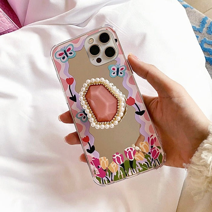 Butterfly Flower Pearl iPhone Case