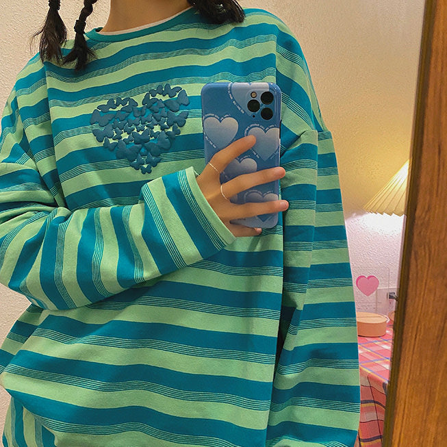 Butterfly Striped Long Sleeve Tee