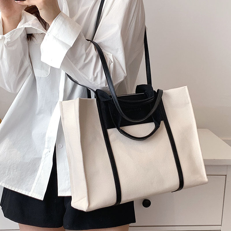 Canvas Patchwork Crossbody Big totes Shopper Bag
