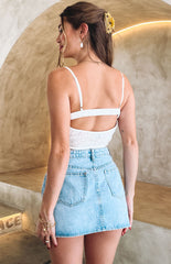 Cassidy White Broderie Crop Top