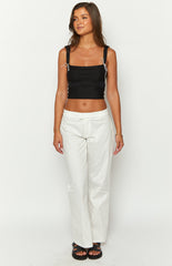 Cathryn White Mid Rise Pants