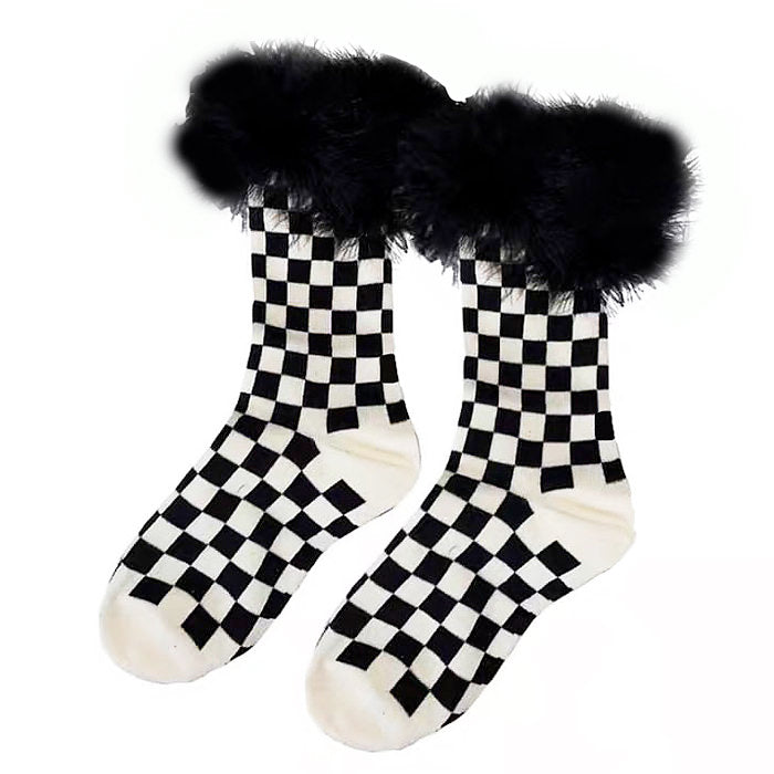 Checkered Furry Socks