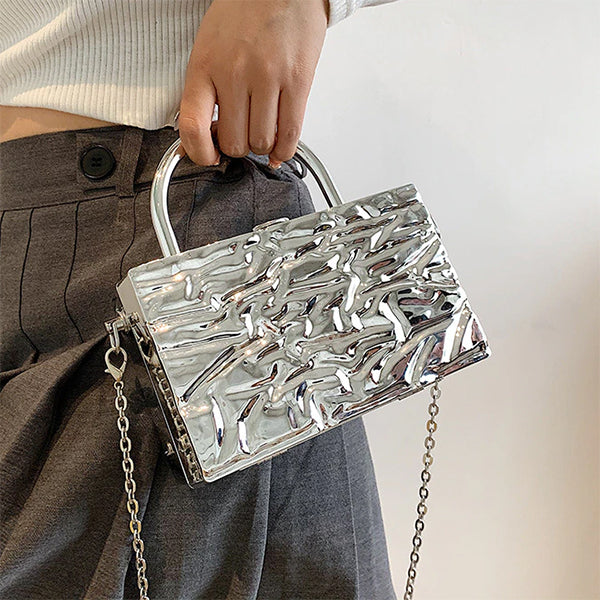 Crumpled Metal Chain Bag