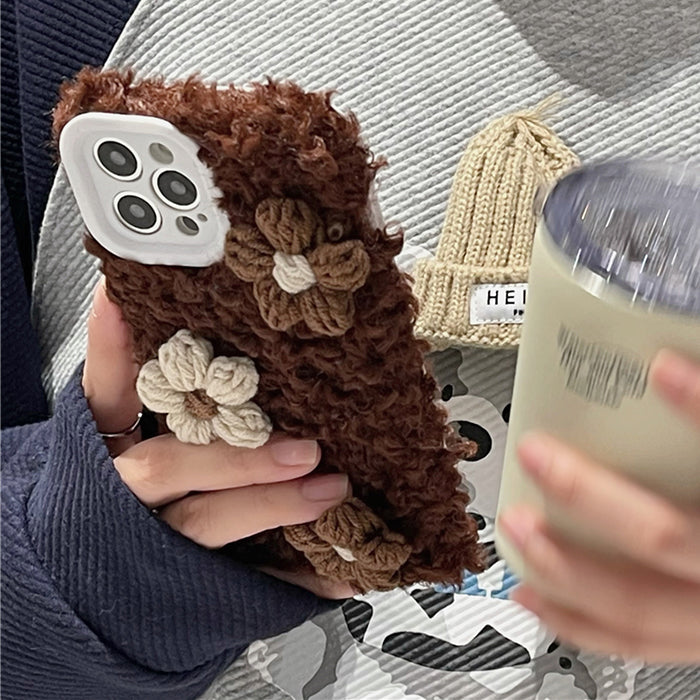 Daisy Brown Crochet iPhone Case