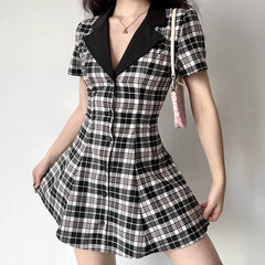 Dark Academia Plaid Dress