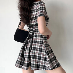 Dark Academia Plaid Dress