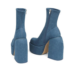 Denim Chunky Boots