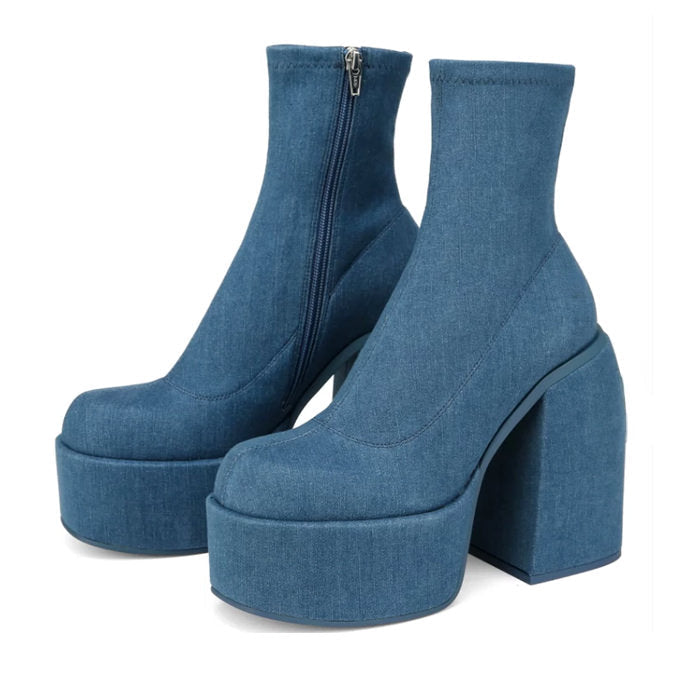 Denim Chunky Boots