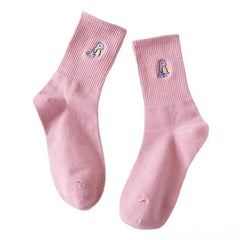 Dino Embroidery Pastel Socks