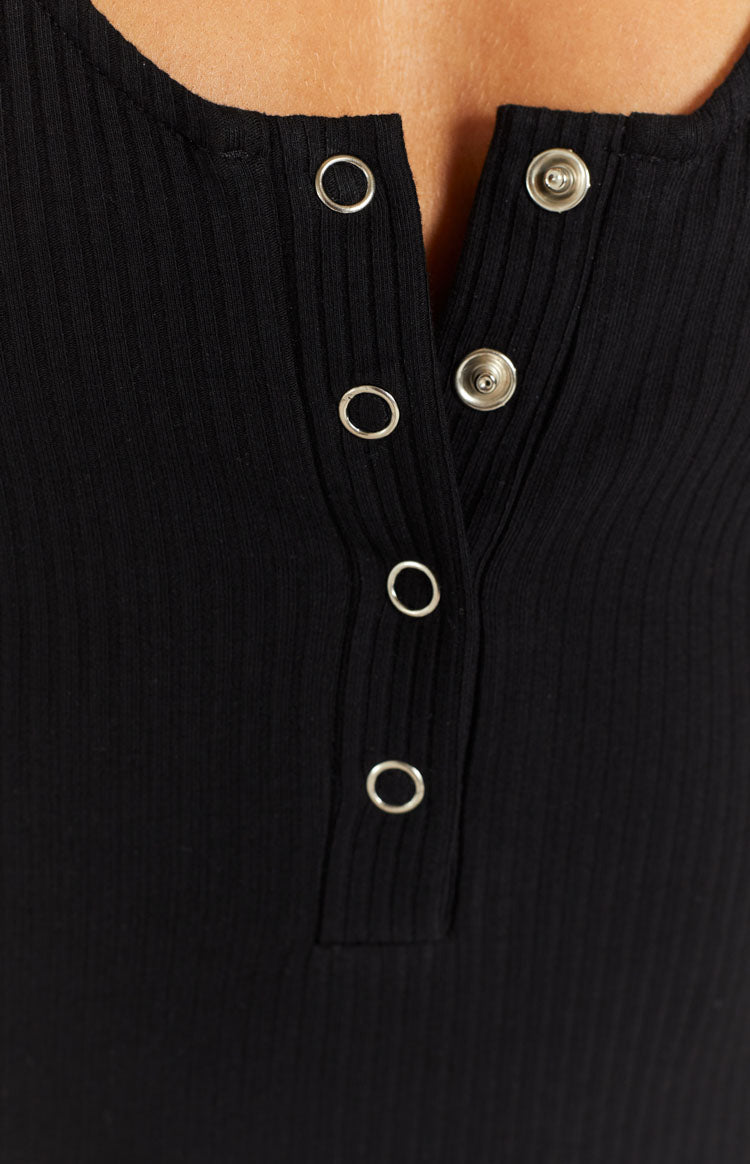 Edwina Black Rib Bodysuit