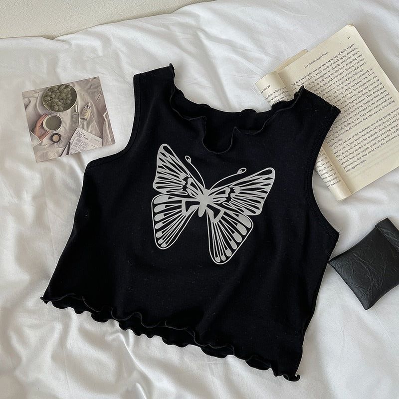 Downtown Girl Butterfly Crop Tee