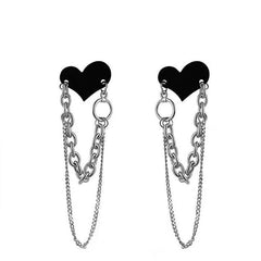 E-girl Heart Chain Earrings