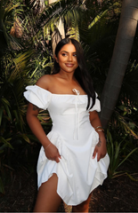 Emma White Puff Sleeve Mini Dress
