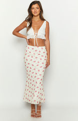 Esme White Floral Print Maxi Skirt