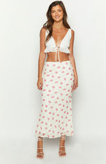 Esme White Floral Print Maxi Skirt