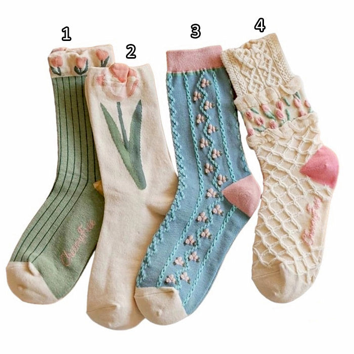 Fairycore Flower Socks