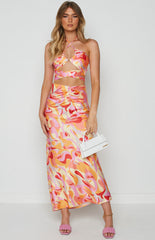Ferla Orange Multi Printed Skirt