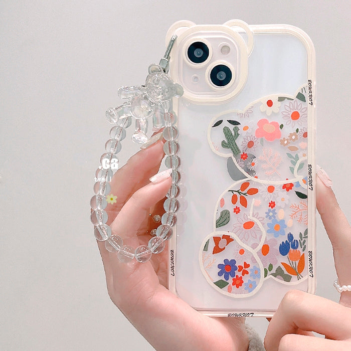 Floral Bear Chain iPhone Case