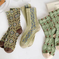 Floral Embroidery Socks