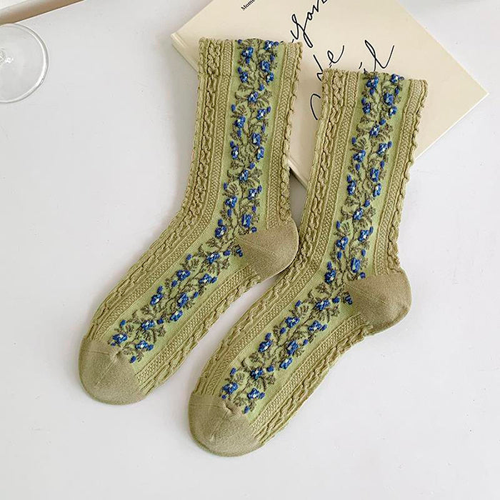 Floral Embroidery Socks