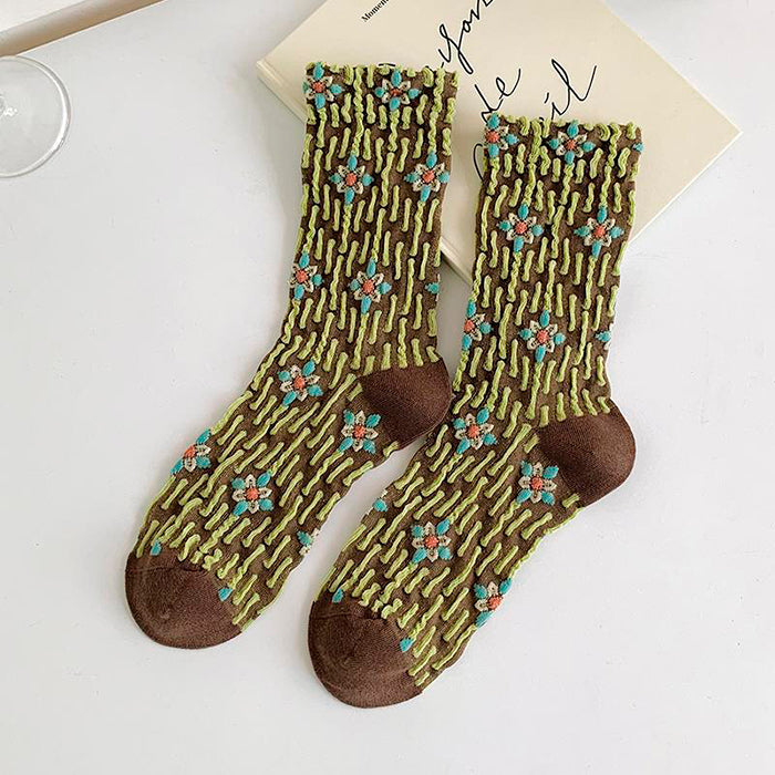 Floral Embroidery Socks