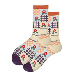 Flower Checkered Socks