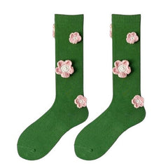 Flower Embroidery Knee Socks