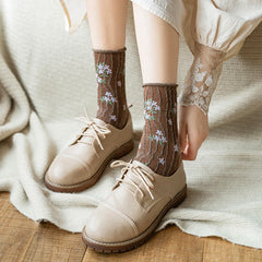 Flower Embroidery Socks