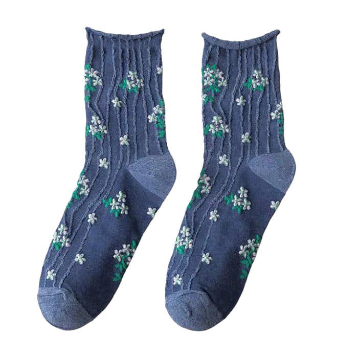 Flower Embroidery Socks