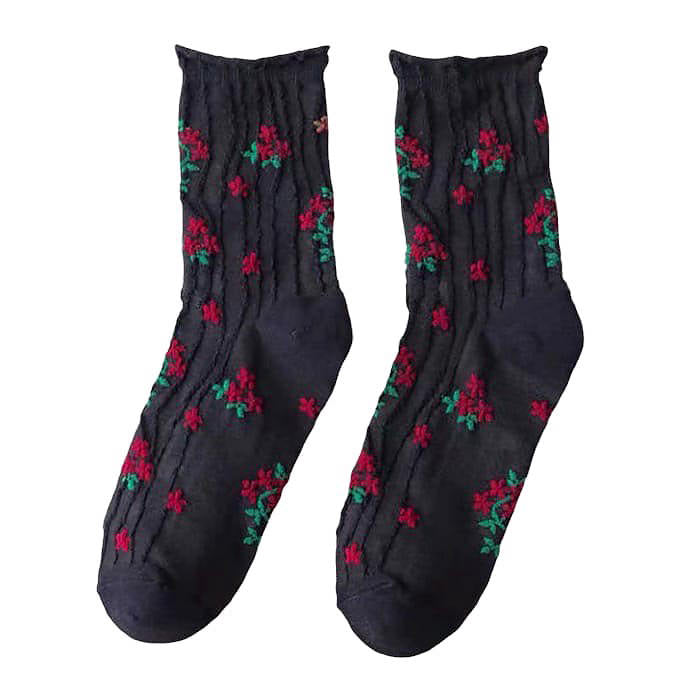 Flower Embroidery Socks