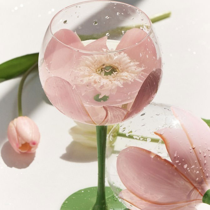 French Aesthetic Flower Glass