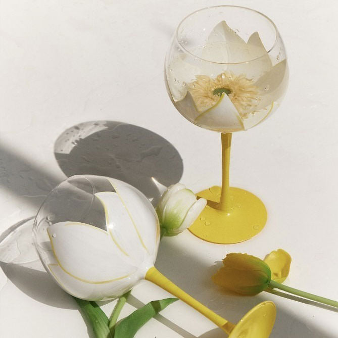 French Aesthetic Flower Glass