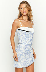 Gianna Blue Print Mini Skirt