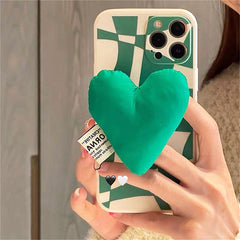 Green Heart Checkered iPhone Case