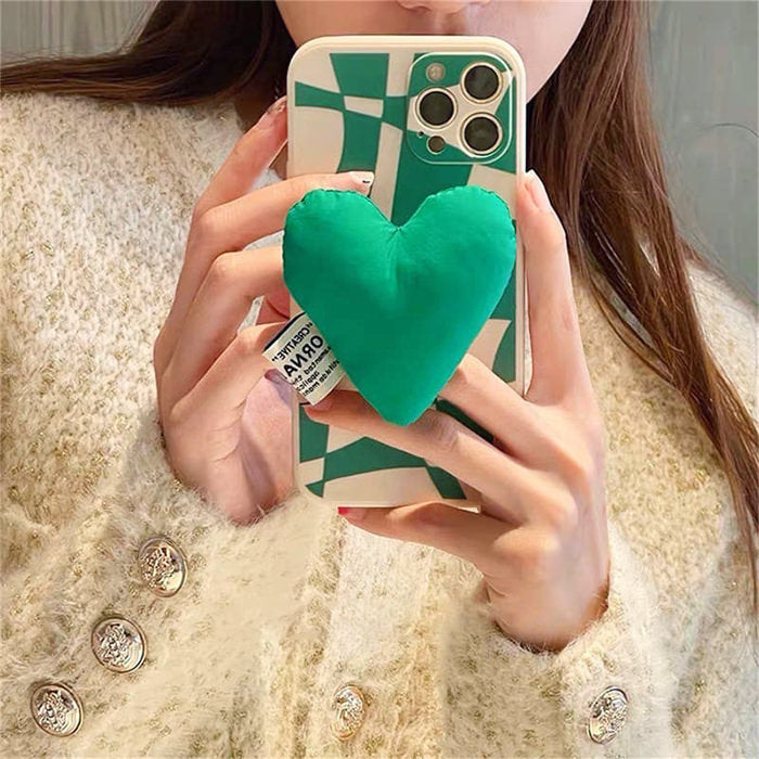 Green Heart Checkered iPhone Case