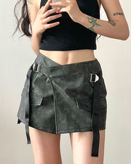 Grunge Aesthetic Safety Belt Wrap Skirt