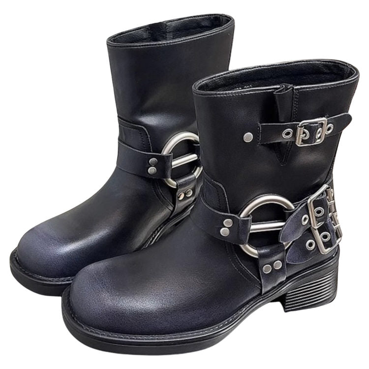 Grunge Sleaze Motorcycle Buckle Boots