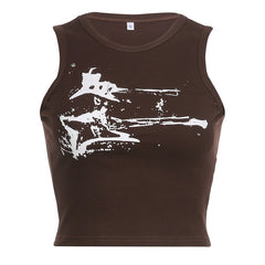 Guitar Print Ribbed Top