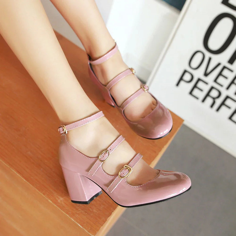 Platform Heel Mary Janes Pumps Shoes