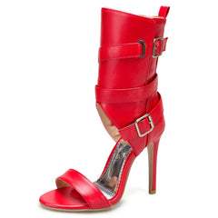 Peep Toe Ankle Buckle High Heel Shoes