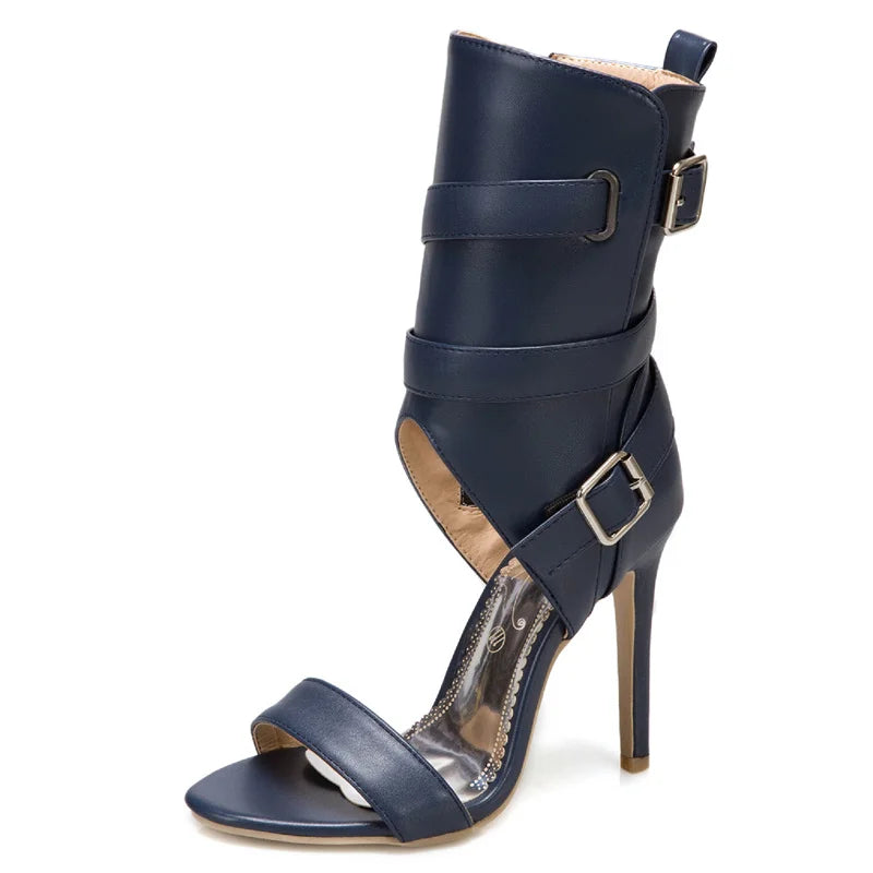 Peep Toe Ankle Buckle High Heel Shoes
