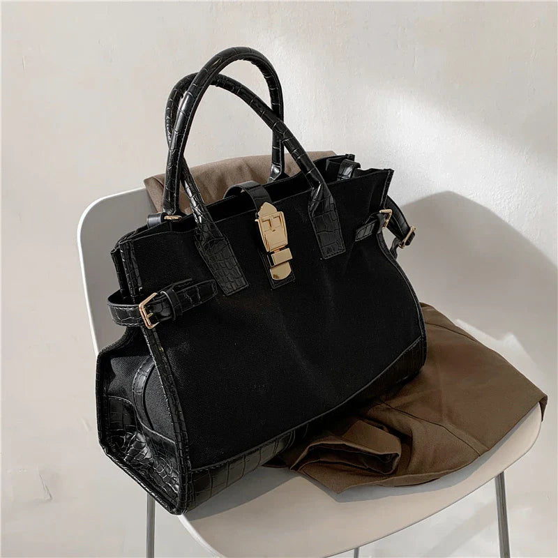 Big Patchwork Canvas Tote Bag